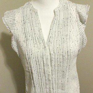 NWT H&M Conscious | Flutter Sleeve Button up B+W Blouse